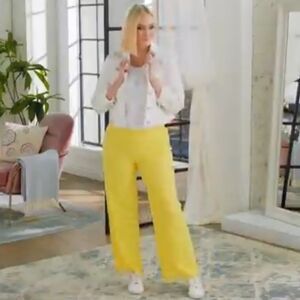 Isaac Mizrahi Wide Leg Lace Overlay Pants Medium Tall